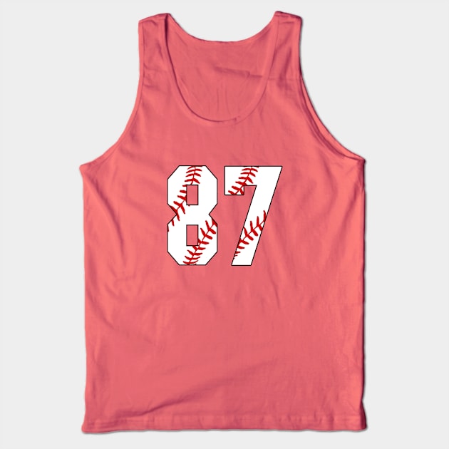 Baseball Number 87 #87 Baseball Shirt Jersey Favorite Player Biggest Fan Tank Top by TeeCreations